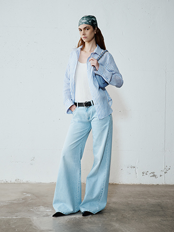 Camicia Gessata Blu Chiaro Intrend